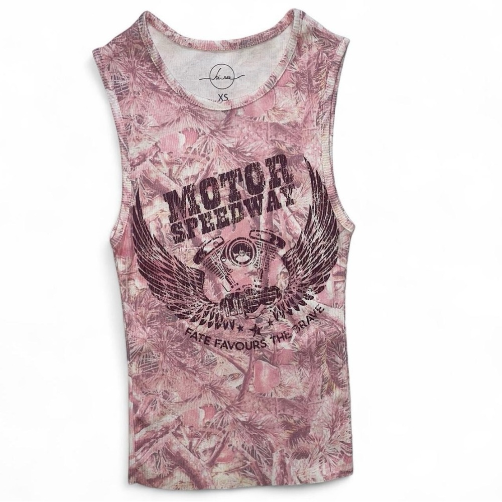 Pink camo motor roadways tank top size XS